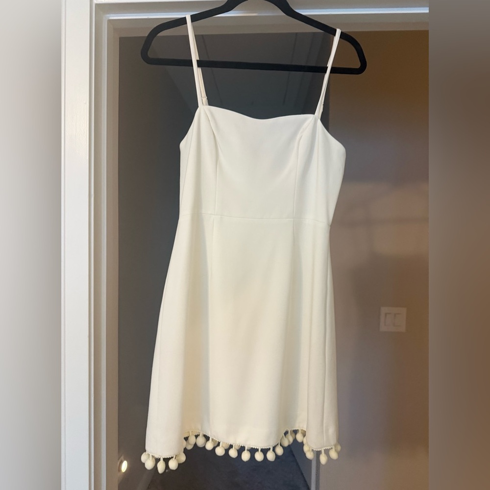 French Connection white Pom Pom dress